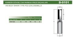 Netmak Karbür Gövdeli DIA Parmak Freze Bıçağı 8x15x10 Z2 D-101-02